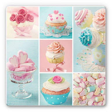 Glasbild Cupcake Collage