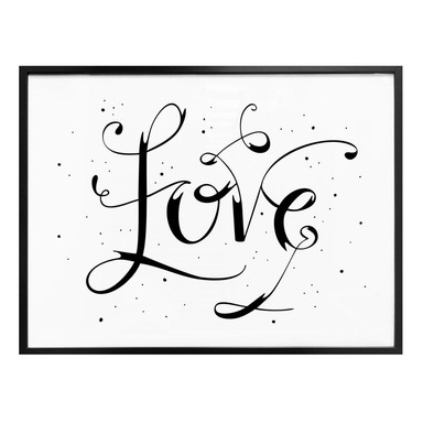 Poster Handlettering Love - weiss