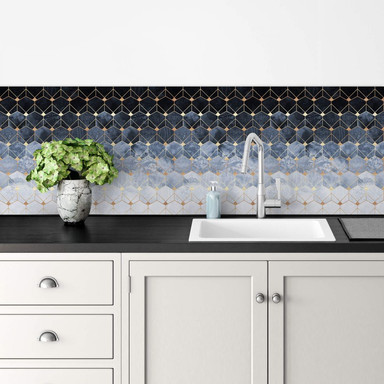 Küchenrückwand Fredriksson - Hexagone: Blau und Gold