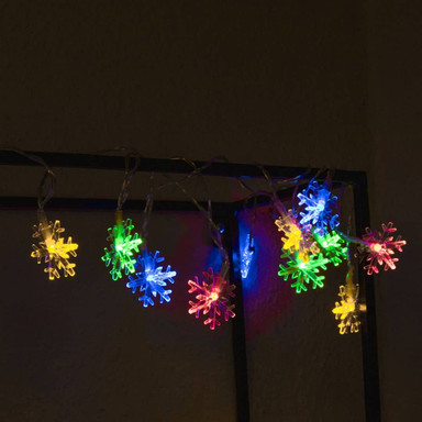LED Lichterkette Schneeflocke mehrfarbig