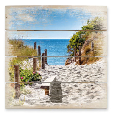 Holzbild Küstenblick