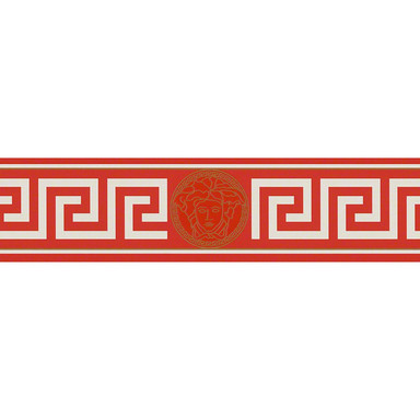 Bordüren Versace Wallpaper Bordüre Greek Metallic, Rot, Weiss