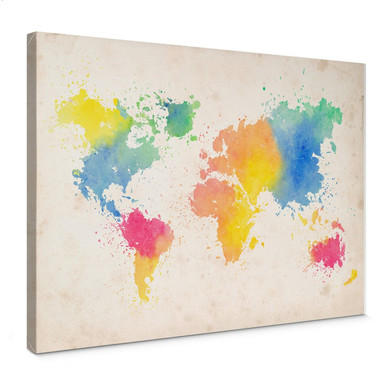 Leinwandbild Weltkarte - Watercolour