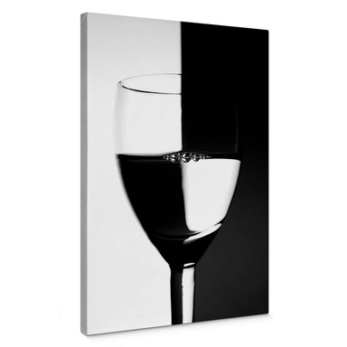 Leinwandbild Weinglas schwarz/weiss