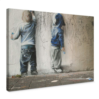 Leinwandbild Banksy - Boys drawing