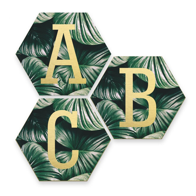 Hexagon Buchstaben - Alu-Dibond Goldeffekt - Urban Jungle