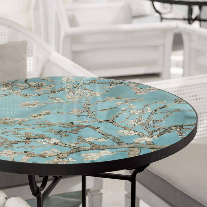 Tischplatte aus Glas - Van Gogh - Mandelblüte - Rund