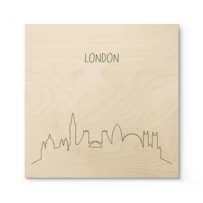 Holzposter Skyline London Outline