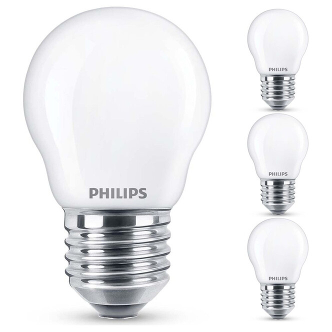 Philips LED Lampe ersetzt 60W, E27 Tropfenform P45. weiss, neutralweiss, 806 Lumen, nicht dimmbar, 4er Pack Energieklasse A&&