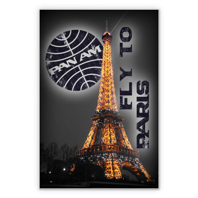 Hartschaumbild PAN AM - Paris Eiffelturm beleuchtet
