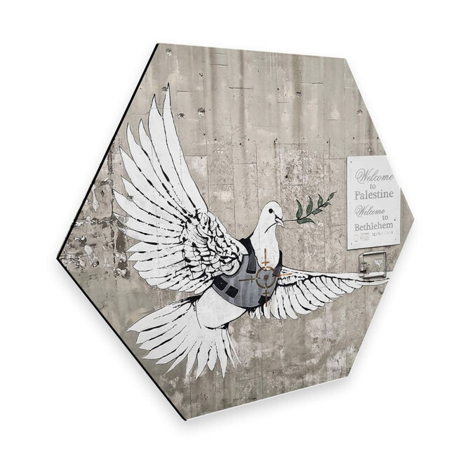Hexagon - Alu-Dibond Banksy - Die Friedenstaube