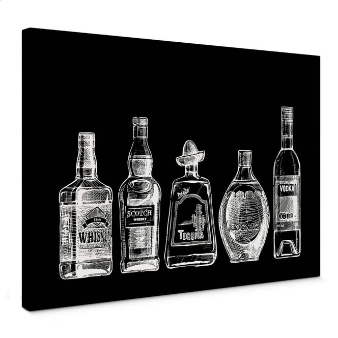 Leinwandbild 5 Flaschen voll Spass - schwarz