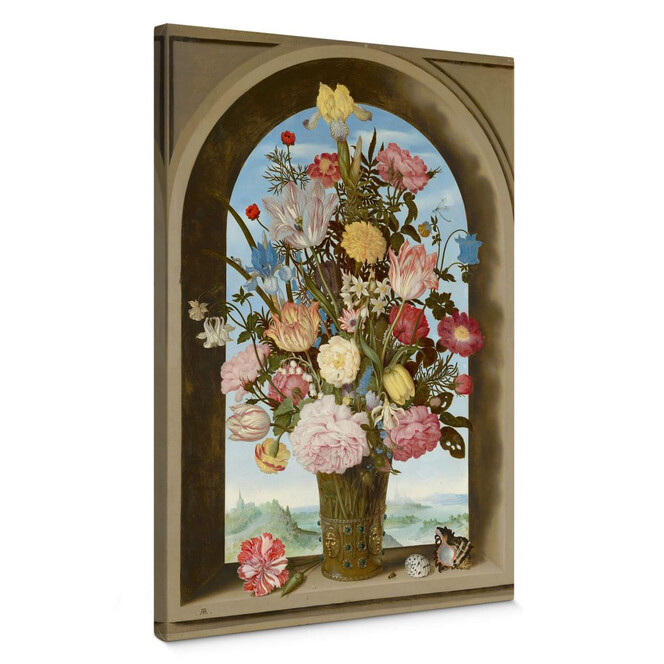 Leinwandbild Bosschaert - Blumenvase in einer Fensternische