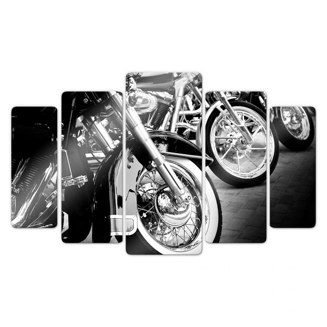Glasbild Motorcycle Wheels (5-teilig)