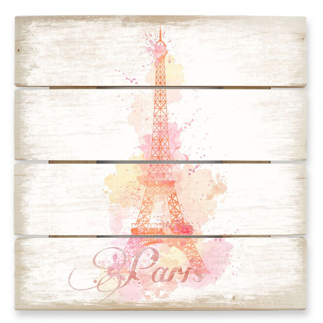 Holzbild La Tour Eiffel Aquarelle