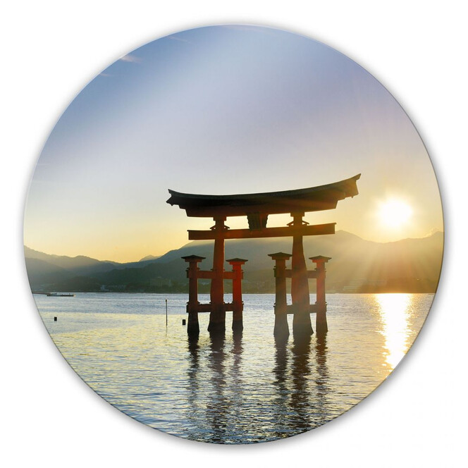 Glasbild Itsukushima Schrein - rund