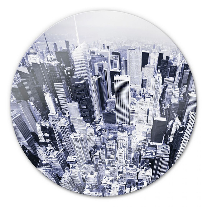 Glasbild Manhattan Luftbild - rund