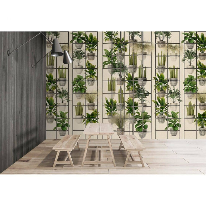 Livingwalls Fototapete Walls by Patel 3 Plant Shop 2 grün, beige, grau - Bild 1