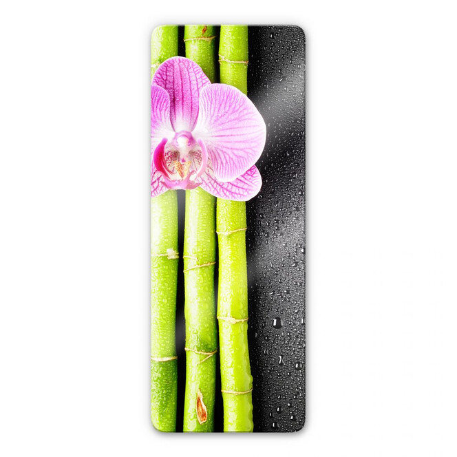 Glasbild Orchid and Bamboo - Panorama (vertikal)