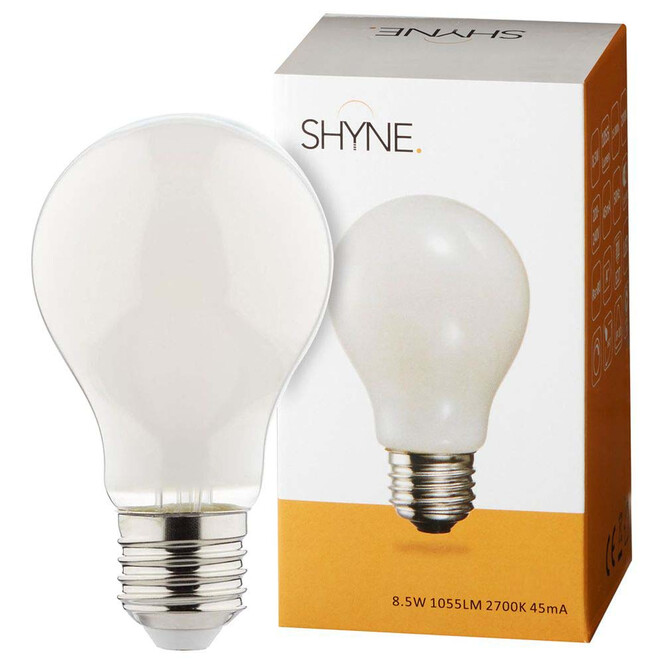 SHYNE | LED Leuchtmittel E27. milchig, Birne - A60. 8.5W, 1055 Lumen, 2700K, nicht dimmbar, 1er-Pack