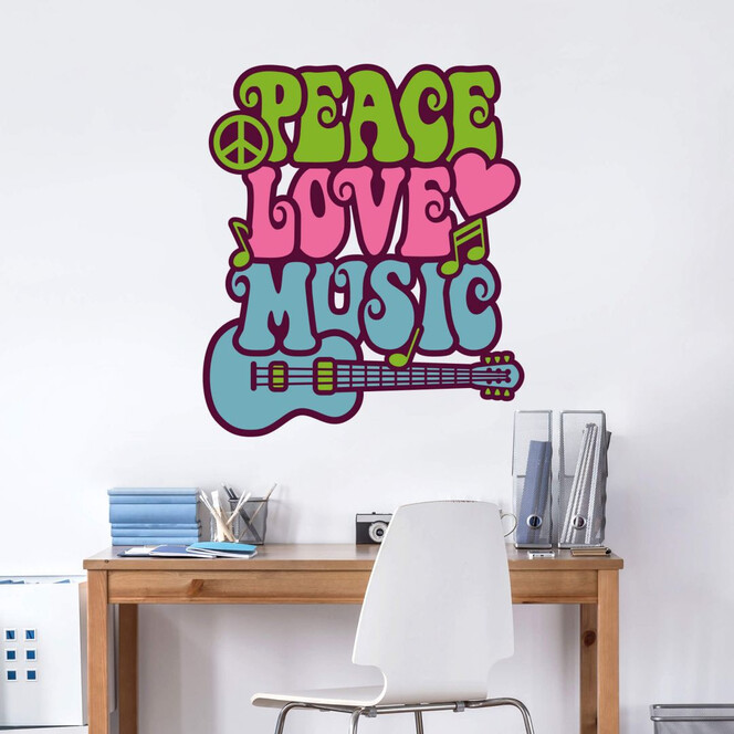 Wandsticker Peace Love Music 1
