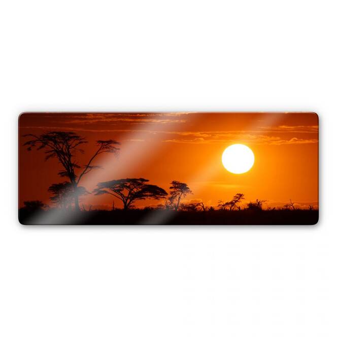 Glasbild Afrikanische Steppe Panorama
