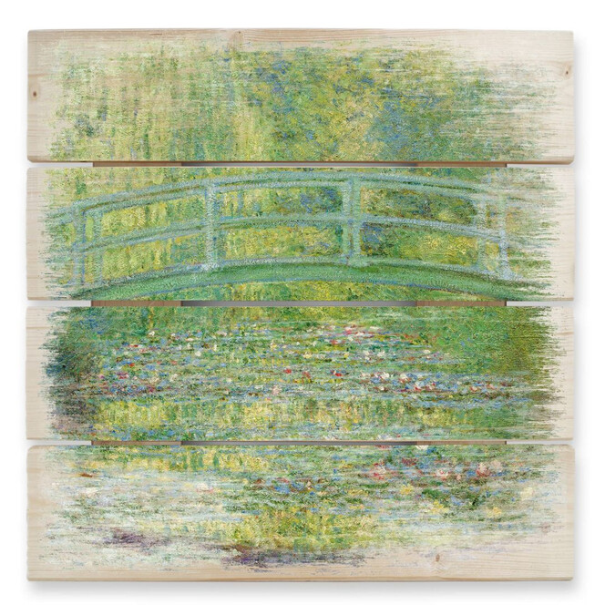 Holzbild Monet - Seerosenteich und japanische Brücke