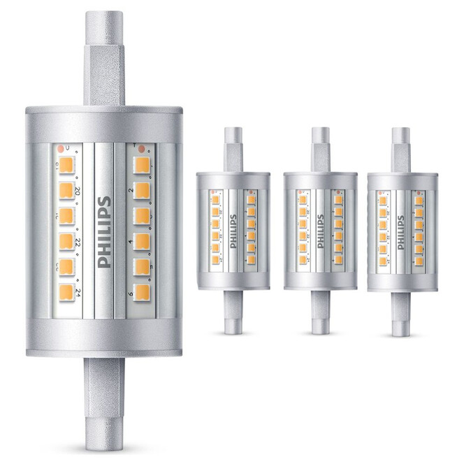 Philips LED Lampe ersetzt 60W, R7s Röhre R7s-78 mm, warmweiss, 950 Lumen, nicht dimmbar, 4er Pack Energieklasse A&&
