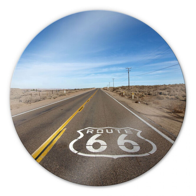 Glasbild Route 66 - rund