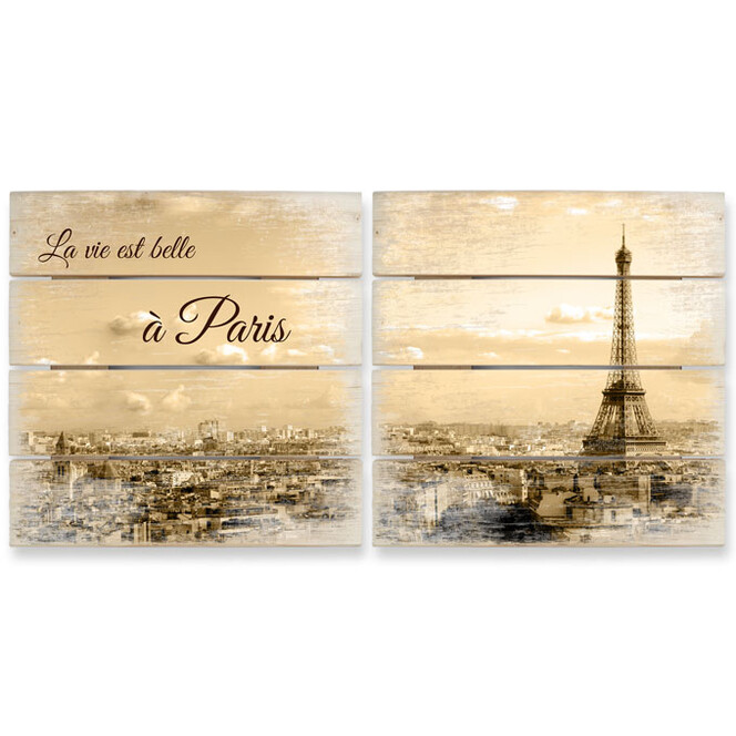 Holzbild Set Paris Skyline (2-teilig) - Bild 1