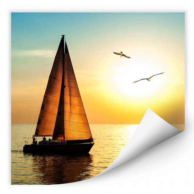 Wallprint Segelboot im Sonnenuntergang