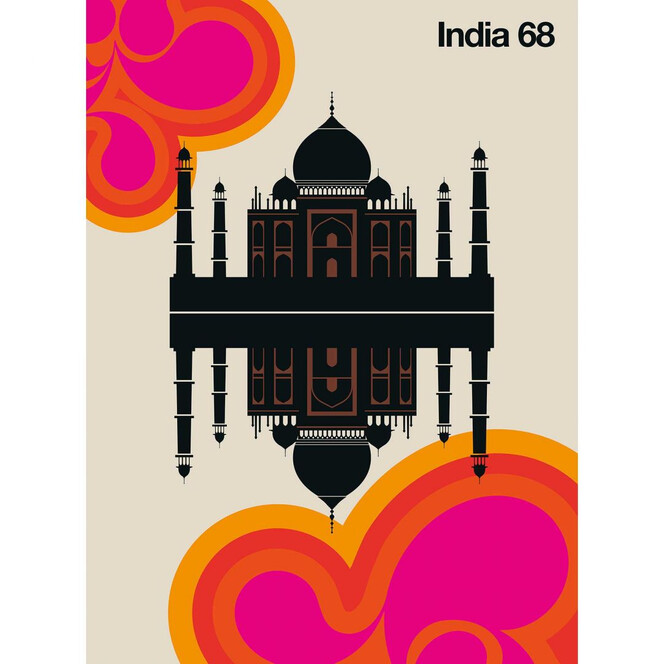 Livingwalls Fototapete ARTist India 68 Taj Mahal beige, braun, orange, rosa, rot, schwarz - Bild 1