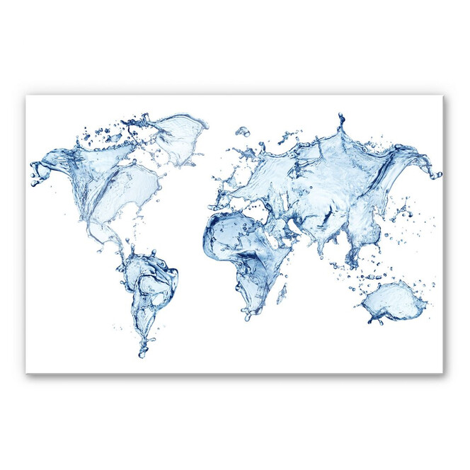 Acrylglasbild Splashing Worldmap