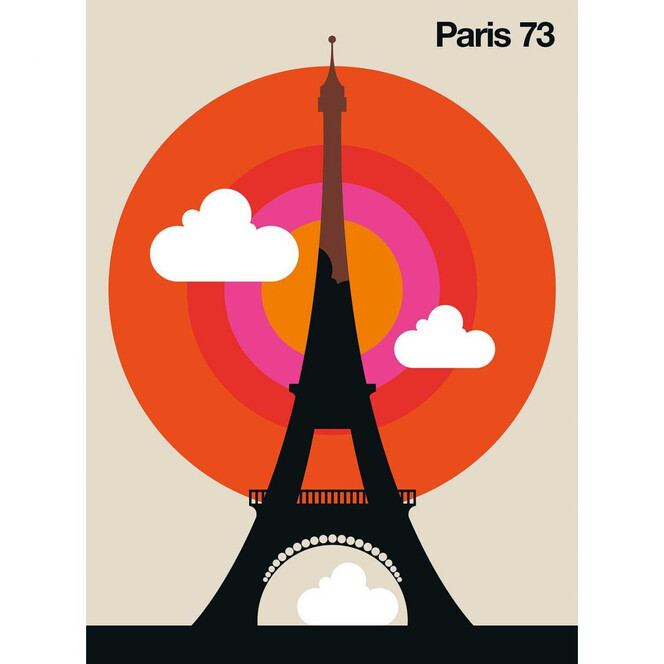 Livingwalls Fototapete ARTist Paris 73 Eiffelturm beige, orange, rosa, rot, schwarz, weiss - Bild 1