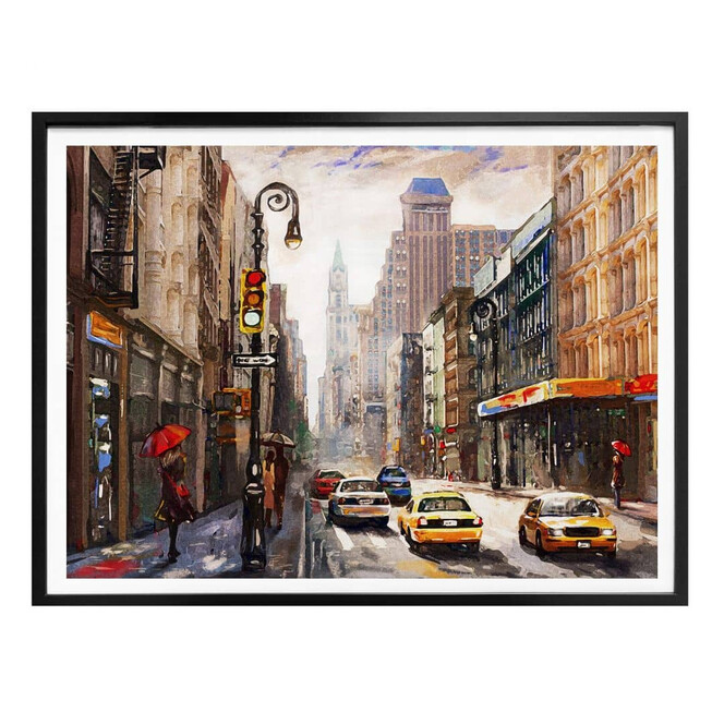 Poster Roter Schirm in New York Aquarell