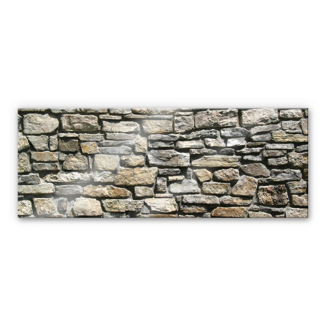 Acrylglasbild Natursteinmauer Panorama