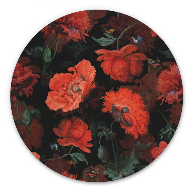 Alu-Dibond UN Designs - Rote Blüten - Rund