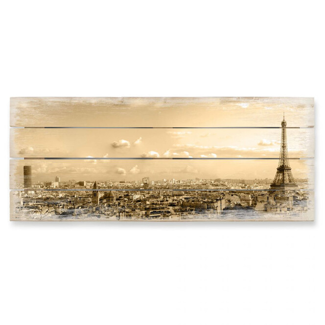 Holzbild Paris Skyline - Panorama