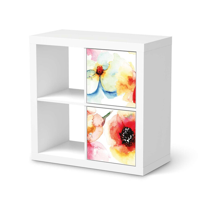 Klebefolie IKEA Expedit Regal 2 Türen (hoch) - Water Color Flowers- Bild 1