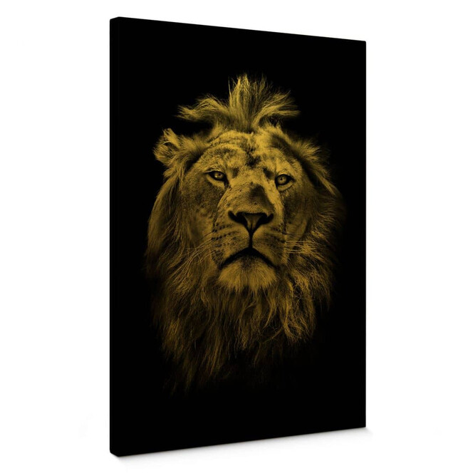 Leinwandbild mit Goldeffekt Lion
