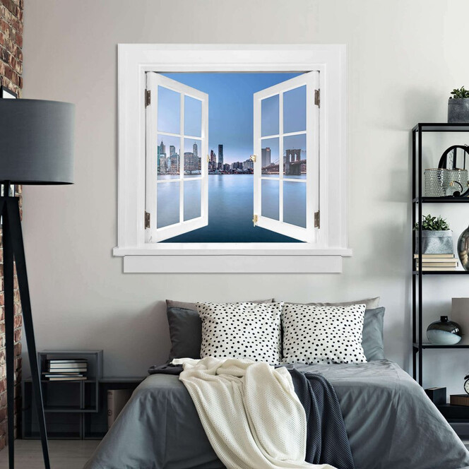 3D Wandtattoo Fenster - Blick auf die Brooklyn Bridge