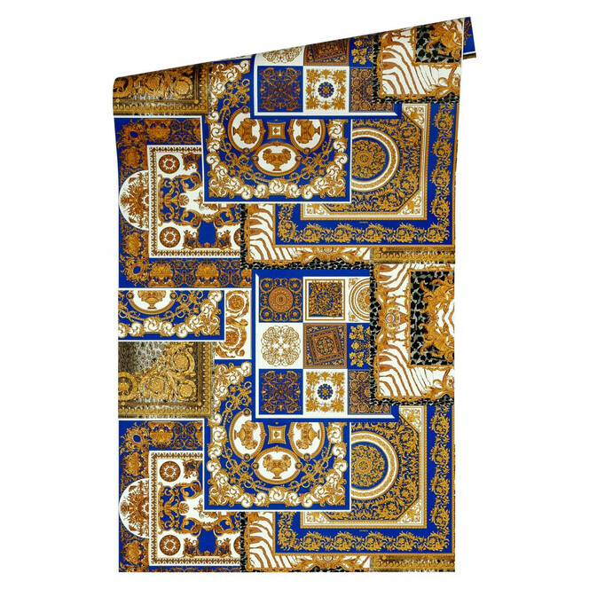 Versace wallpaper Vliestapete Decoupage Tapete metallic, weiss, blau