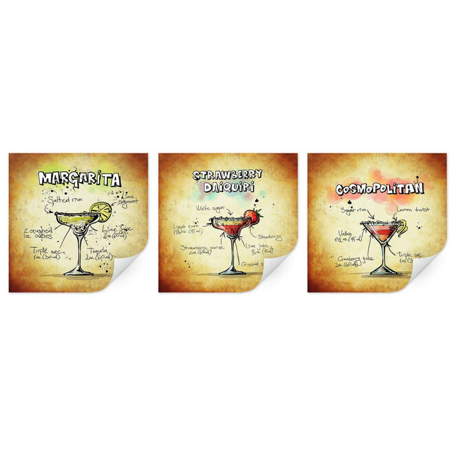 Wallprint Cocktails Set 01 (3-teilig)