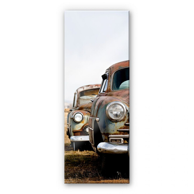 Acrylglasbild Old rusted Cars - Panorama