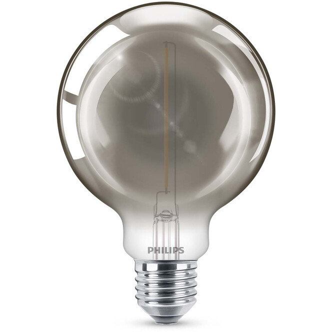 Philips LED Lampe ersetzt 11W, E27 Globe G93. grau, warmweiss, 115 Lumen, nicht dimmbar, 1er Pack Energieklasse A&