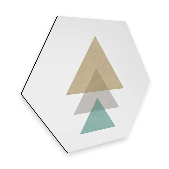 Hexagon - Alu-Dibond Nouveauprints - Triangles aqua