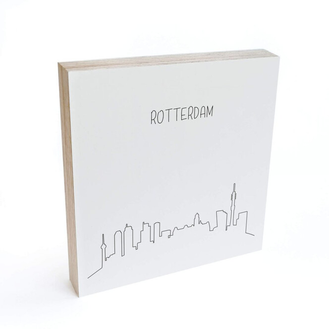 Holzbild zum Hinstellen - Skyline Rotterdam Outline - 15x15cm - Bild 1