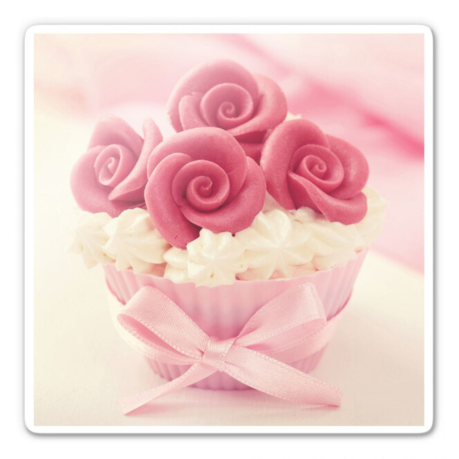 Glasbild Roses on Cupcake