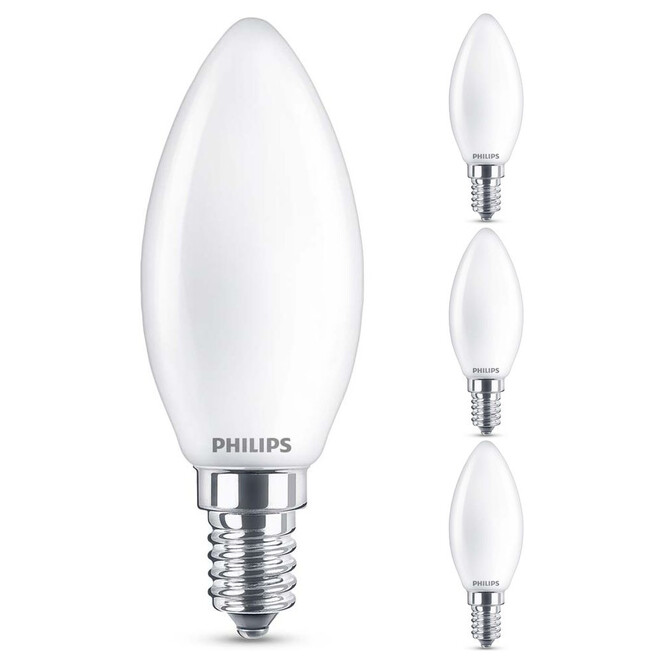 Philips LED Lampe ersetzt 25W, E14 Kerzenform B35. weiss, warmweiss, 250 Lumen, nicht dimmbar, 4er Pack Energieklasse A&&