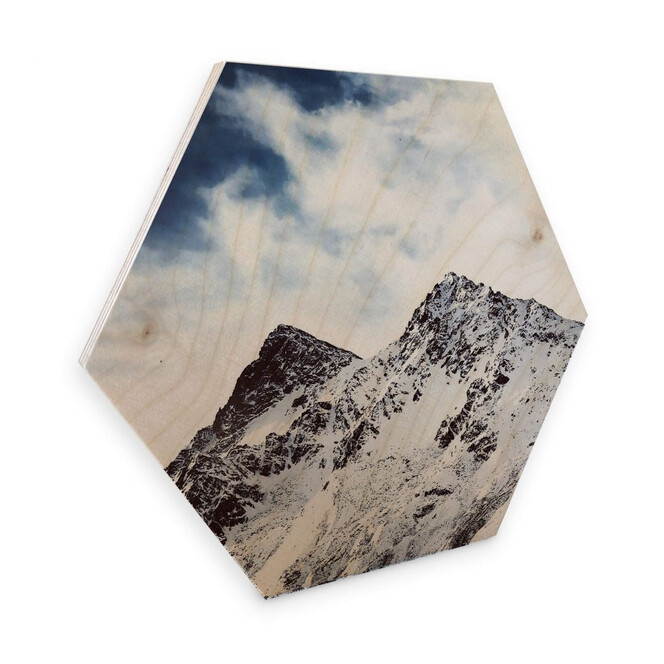 Hexagon - Holz Birke-Furnier - Snow Mountain